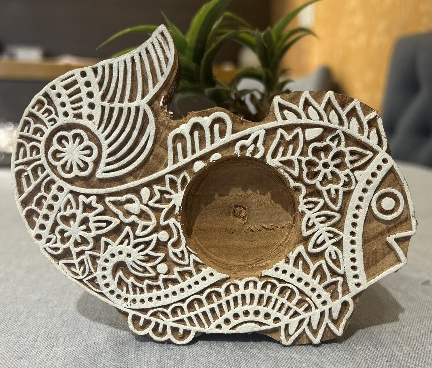 Fish - Wooden Block T-Light Candle Holders - Set of 2 - Image 2