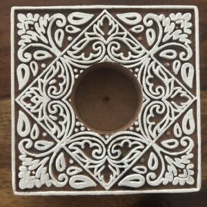 Square #2 - Wooden Block T-Light Candle Holders - Set of 2