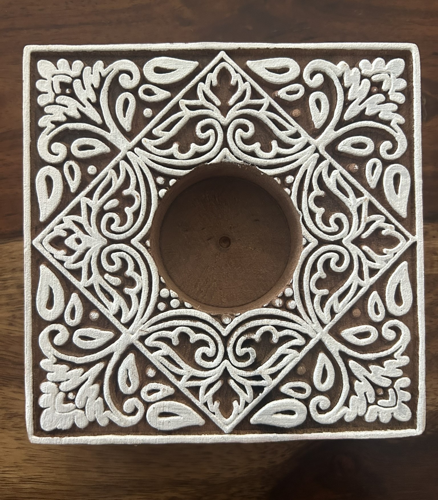 Square #2 - Wooden Block T-Light Candle Holders - Set of 2