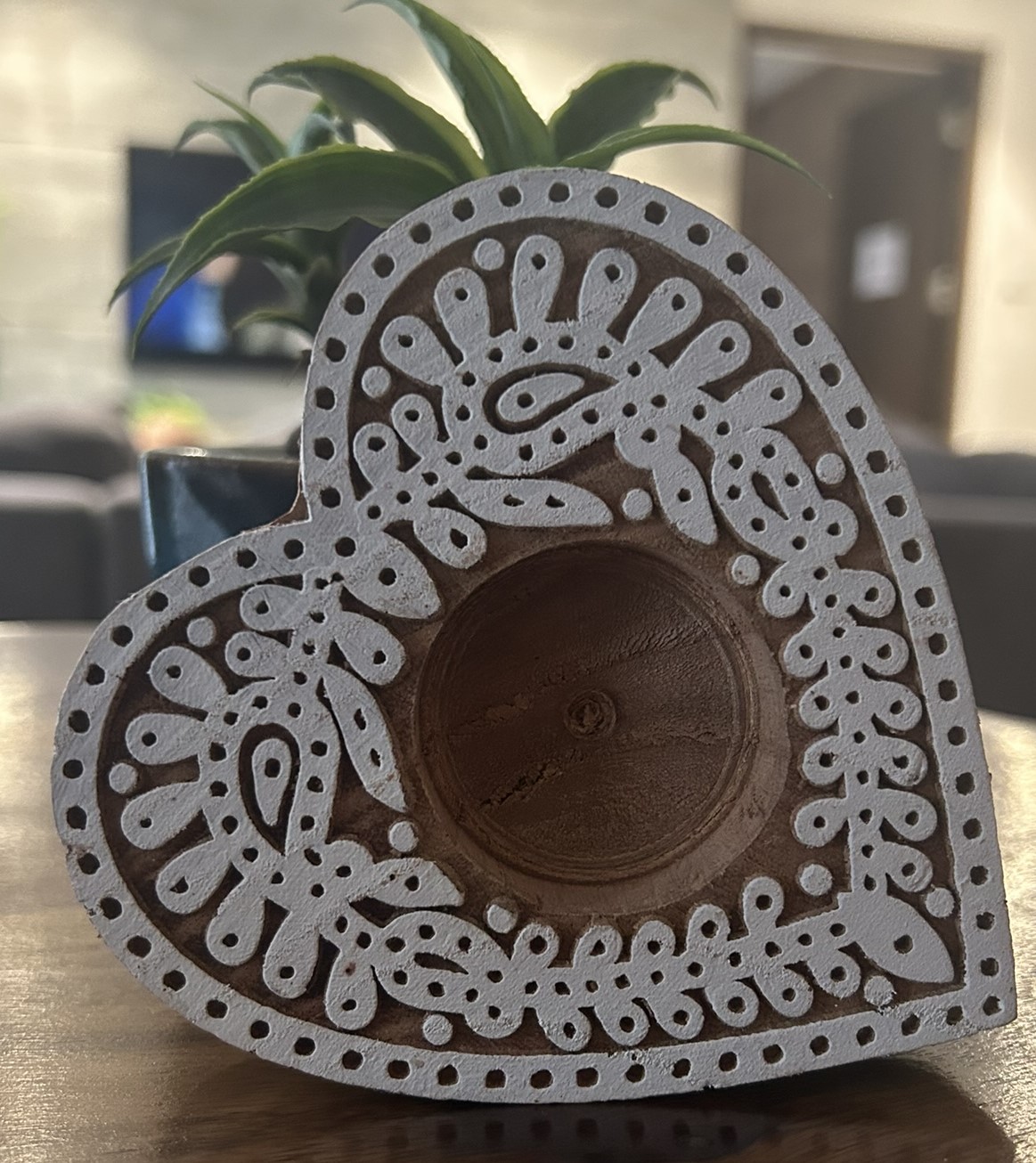 Heart #1 - Wooden Block T-Light Candle Holders - Set of 2 - Image 6