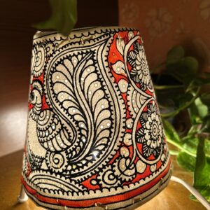 Peacock Red - Tholu Bommalata Leather Lampshade with Plug & Wire – 6-Inch