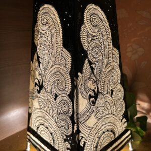 Peacock Black- Tholu Bommalata Leather Lampshade with Plug & Wire – 13-Inch