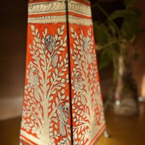 Tree of Life - Red- Tholu Bommalata Leather Lampshade with Plug & Wire – 13-Inch