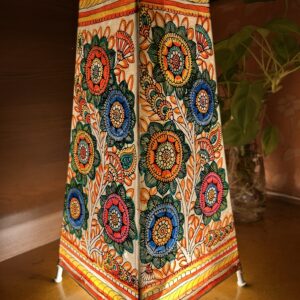 Floral Multicolour- Tholu Bommalata Leather Lampshade with Plug & Wire – 13-Inch