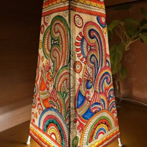 Peacock Multicolour- Tholu Bommalata Leather Lampshade with Plug & Wire – 13-Inch