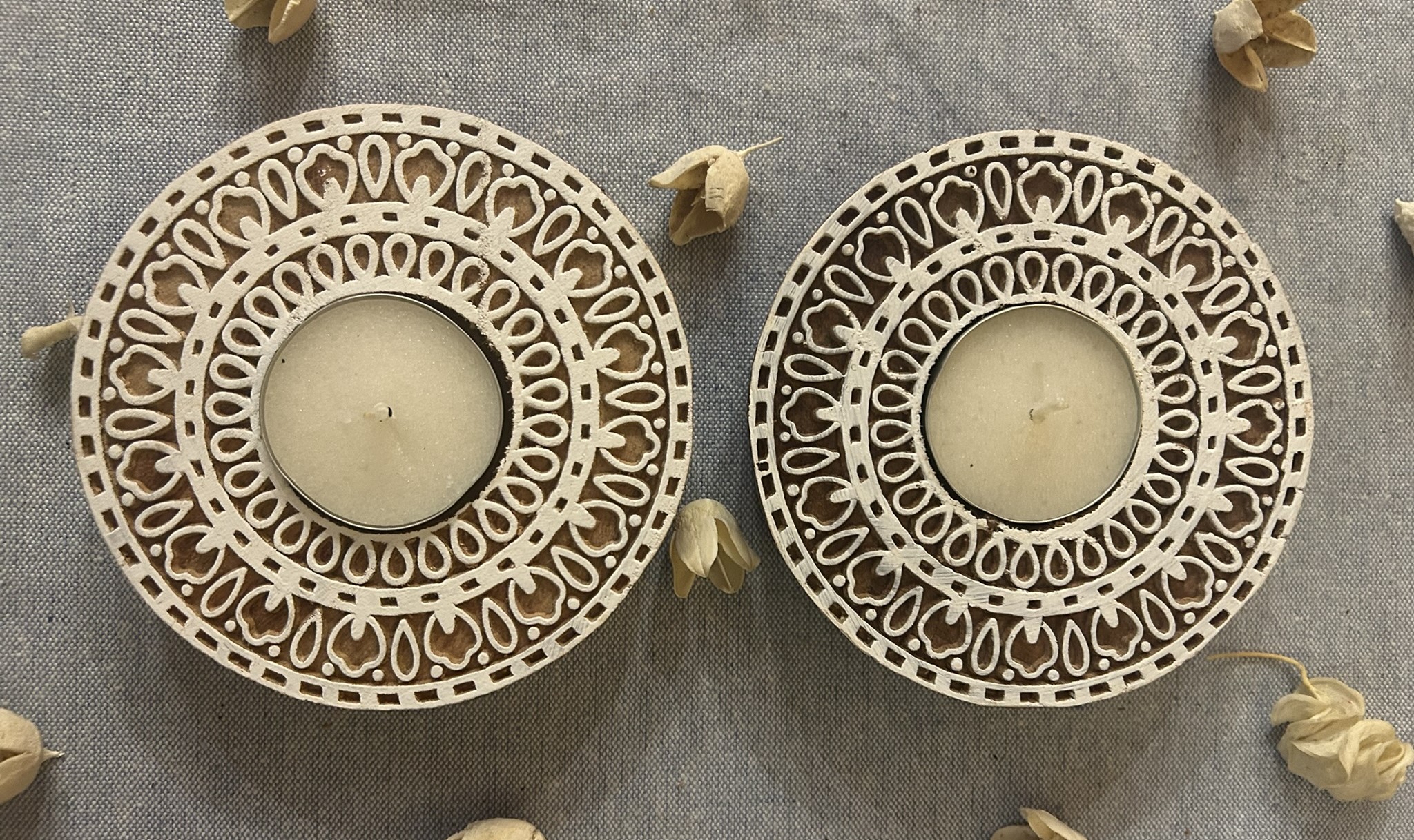 Round #2 - Wooden Block T-Light Candle Holders - Set of 2 - Image 6