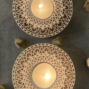 Round #2 - Wooden Block T-Light Candle Holders - Set of 2