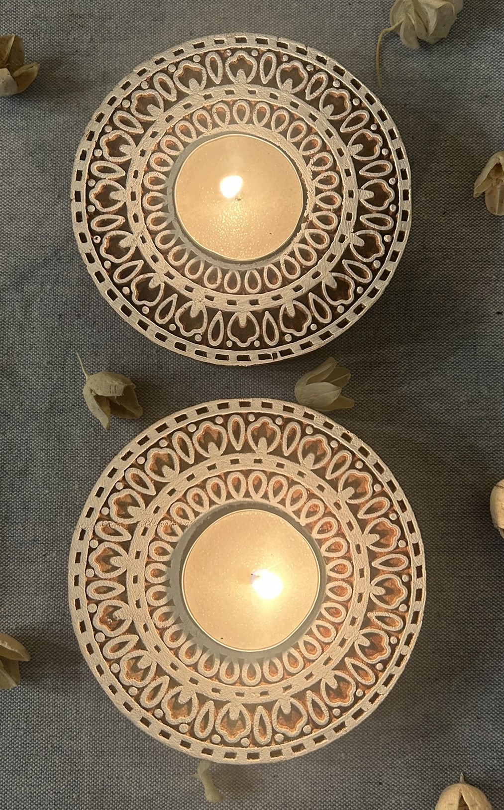 Round #2 - Wooden Block T-Light Candle Holders - Set of 2