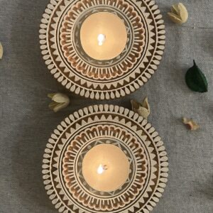 Round #4 - Wooden Block T-Light Candle Holders - Set of 2