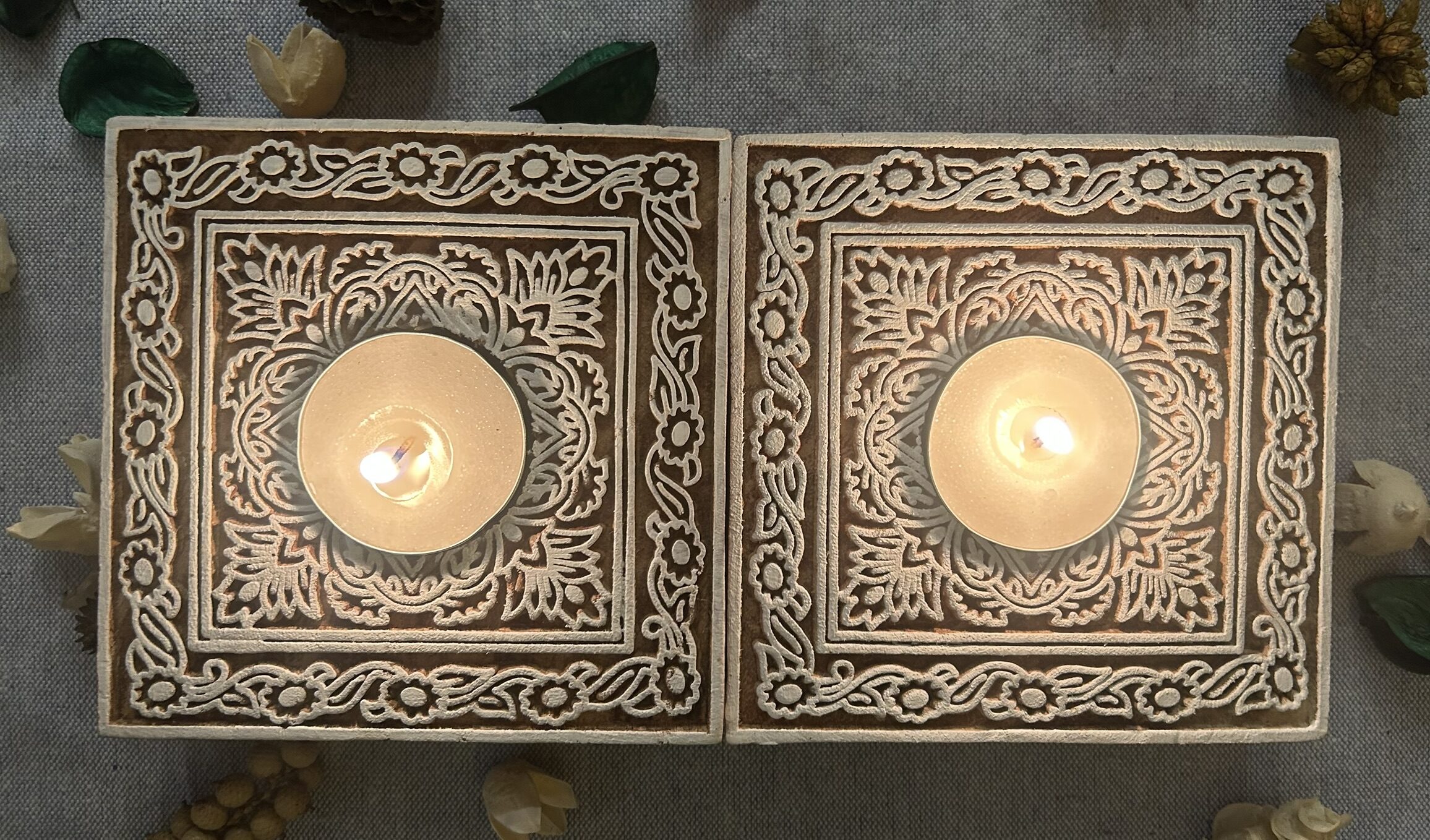 Square #1 - Wooden Block T-Light Candle Holders - Set of 2 - Image 4