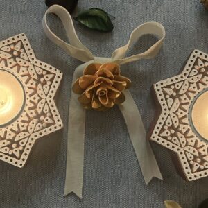 Octagon - Wooden Block T-Light Candle Holders - Set of 2