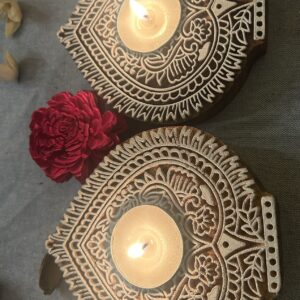 Paan - Wooden Block T-Light Candle Holders - Set of 2