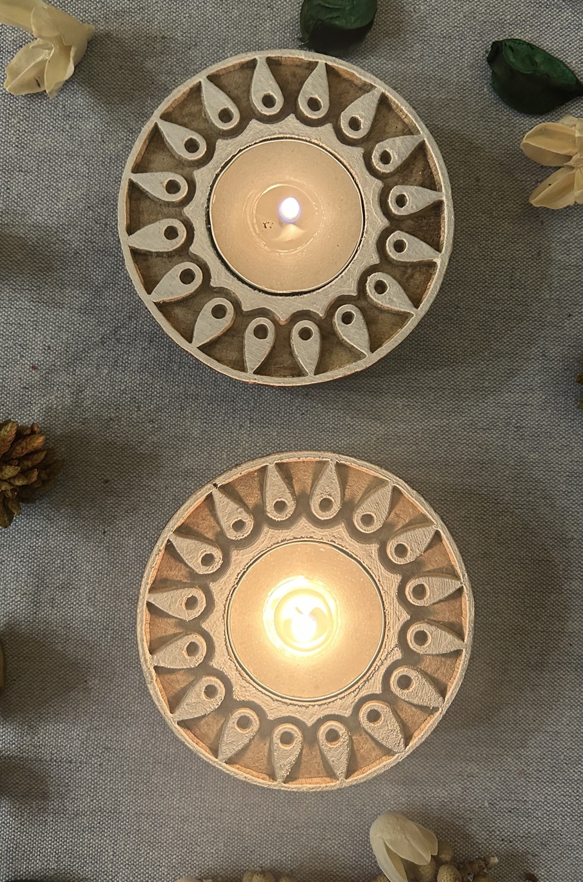 Round #3 - Wooden Block T-Light Candle Holders - Set of 2