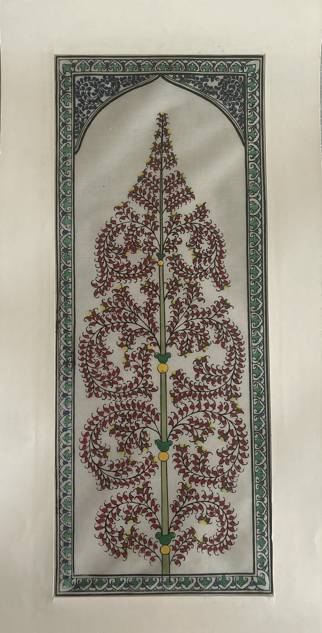 Tree of Life #21 - Pattachitra Art - Tussore Silk Painting - 6*16 inch - In Silk Cloth - Unframed - Image 2