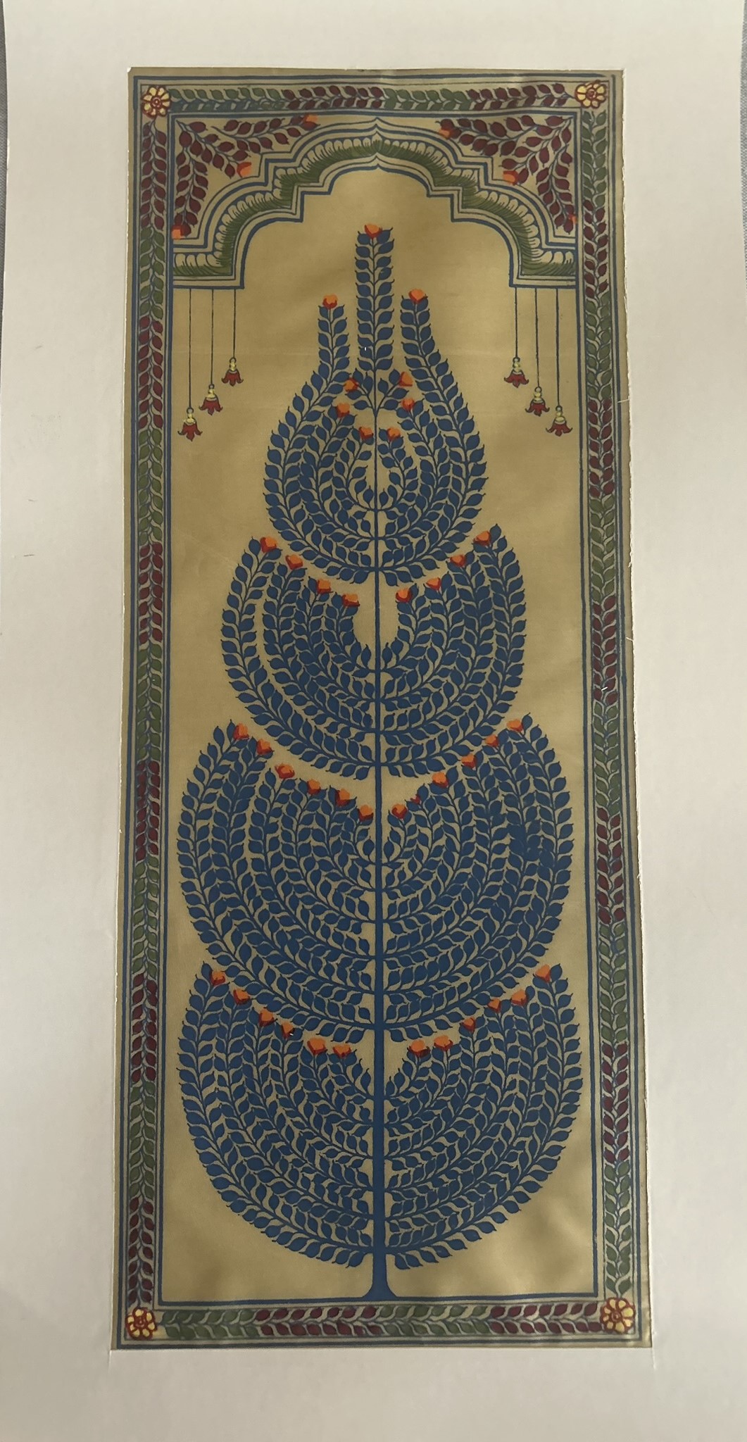 Tree of Life #20 - Pattachitra Art - Tussore Silk Painting - 6*16 inch - In Silk Cloth - Unframed