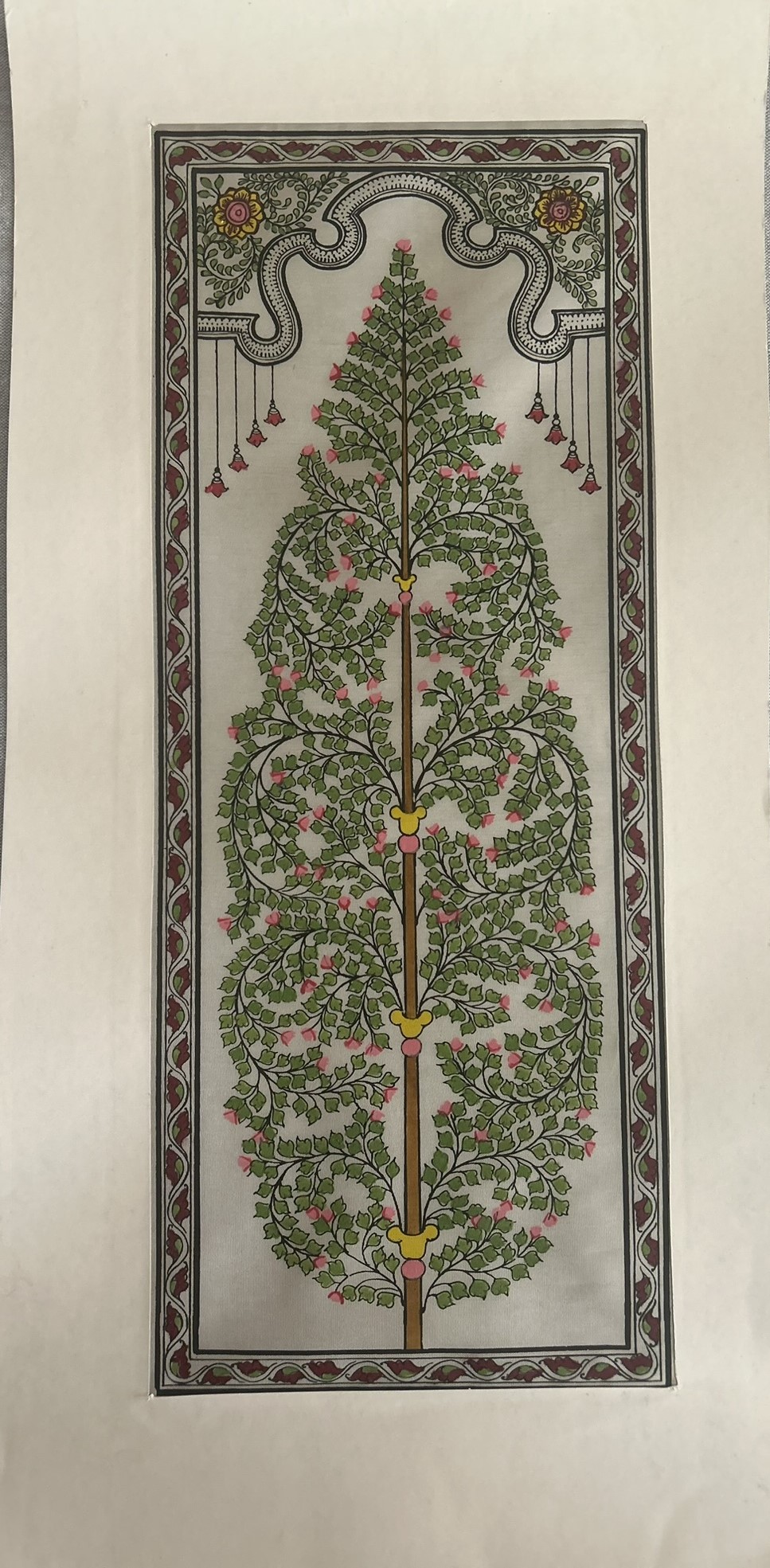 Tree of Life #18 - Pattachitra Art - Tussore Silk Painting - 6*16 inch - In Silk Cloth - Unframed