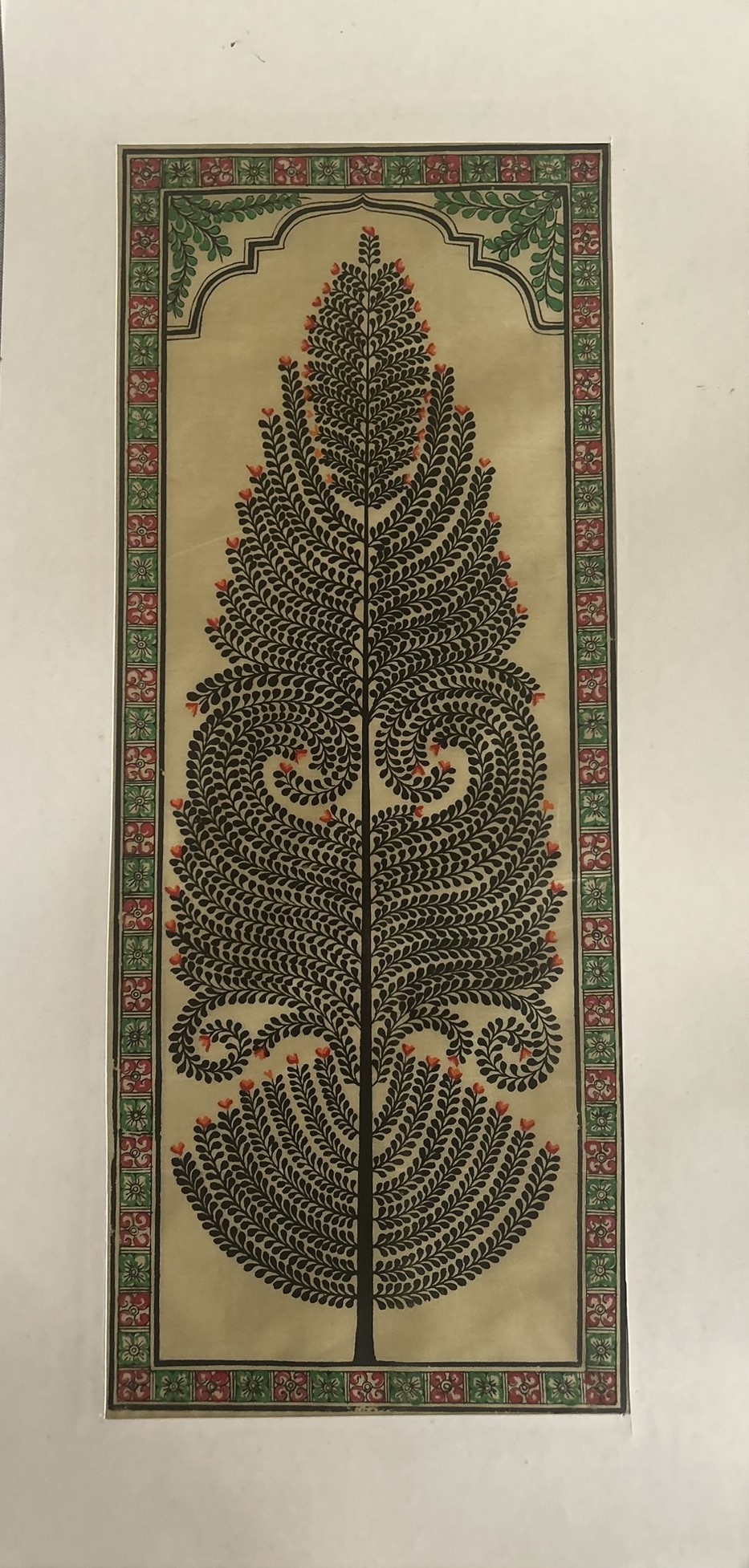 Tree of Life #16 - Pattachitra Art - Tussore Silk Painting - 6*16 inch - In Silk Cloth - Unframed