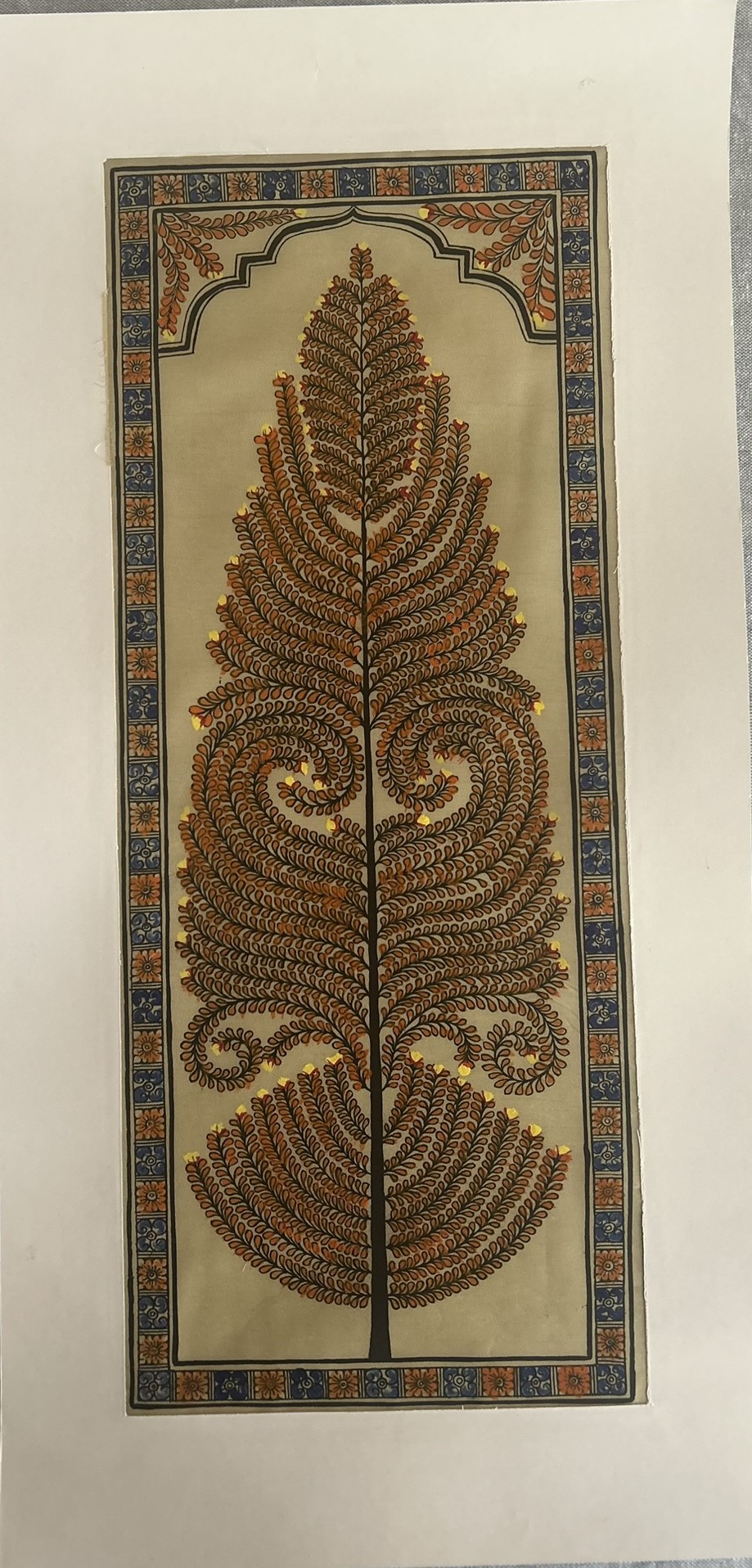 Tree of Life #15 - Pattachitra Art - Tussore Silk Painting - 6*16 inch - In Silk Cloth - Unframed