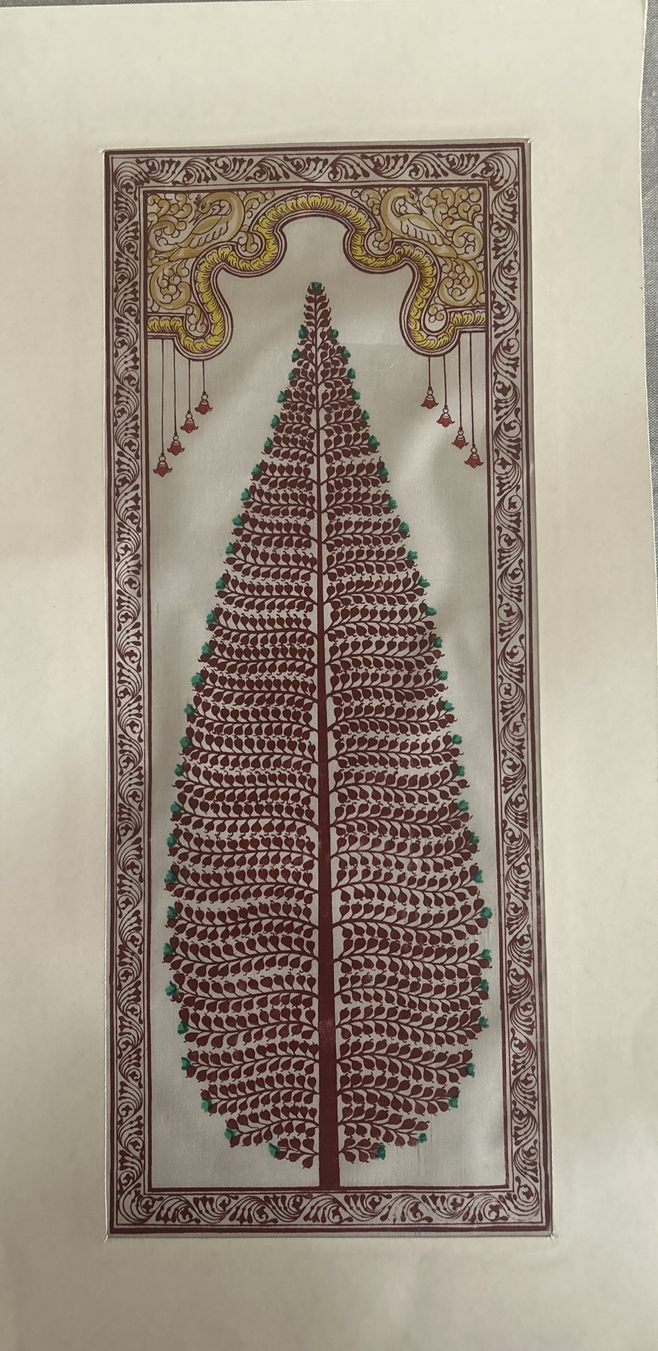Tree of Life #12 - Pattachitra Art - Tussore Silk Painting - 6*16 inch - In Silk Cloth - Unframed
