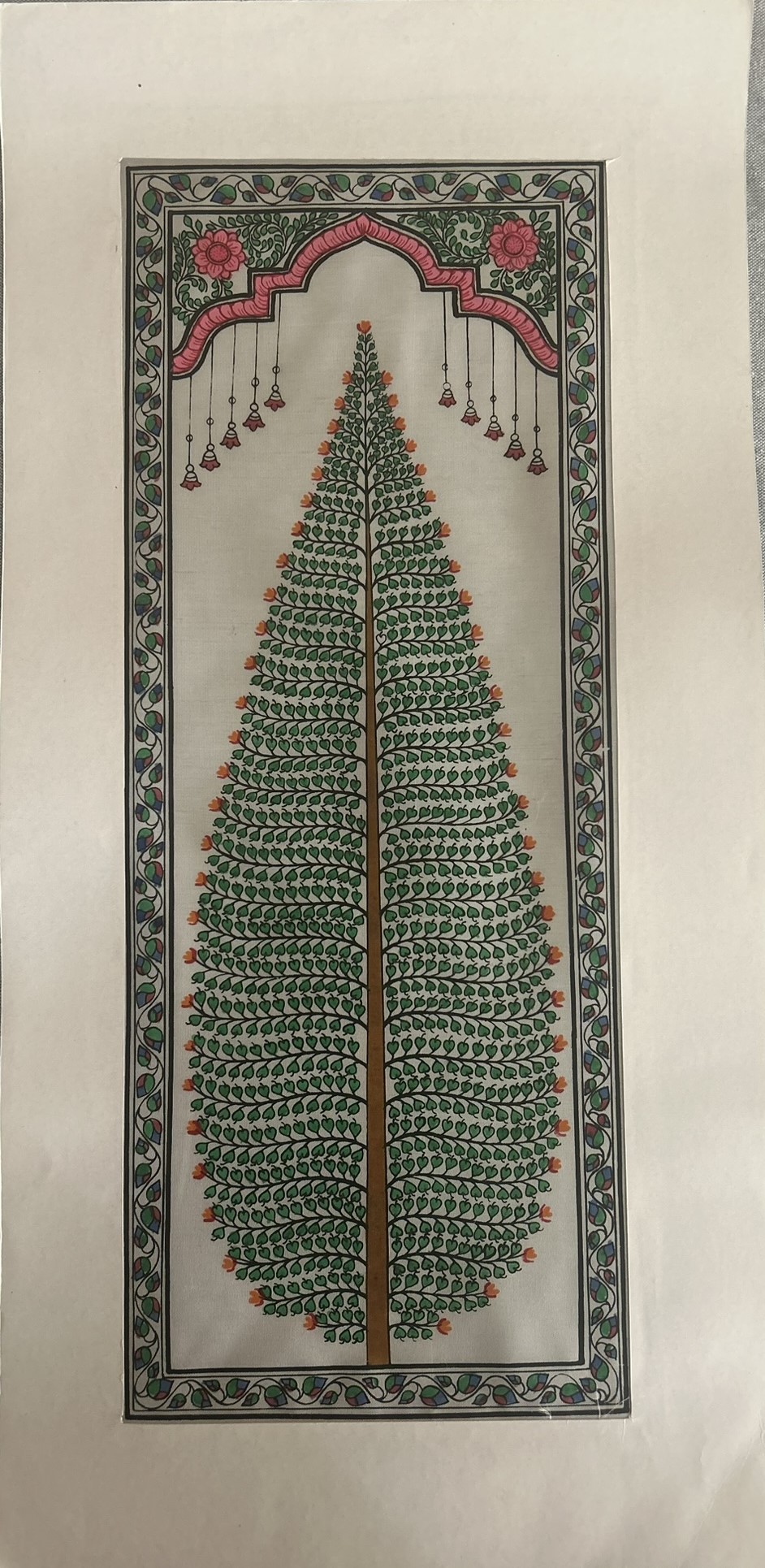 Tree of Life #11 - Pattachitra Art - Tussore Silk Painting - 6*16 inch - In Silk Cloth - Unframed