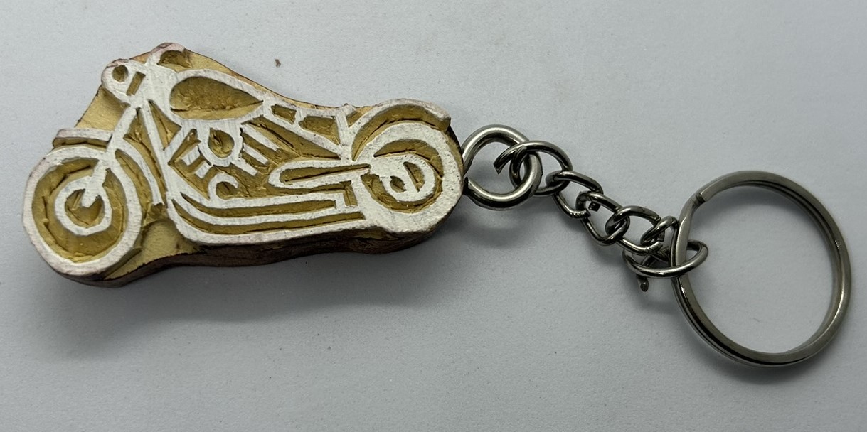 Motor Bike - Wooden Block Key Chain - Image 3