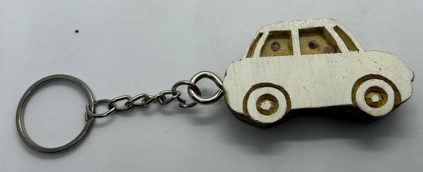 Car - Wooden Block Key Chain - Image 2