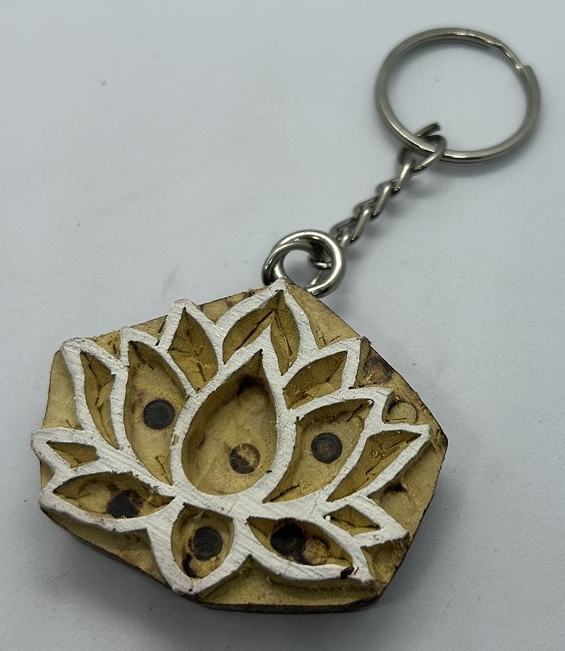 Lotus - Wooden Block Key Chain - Image 3