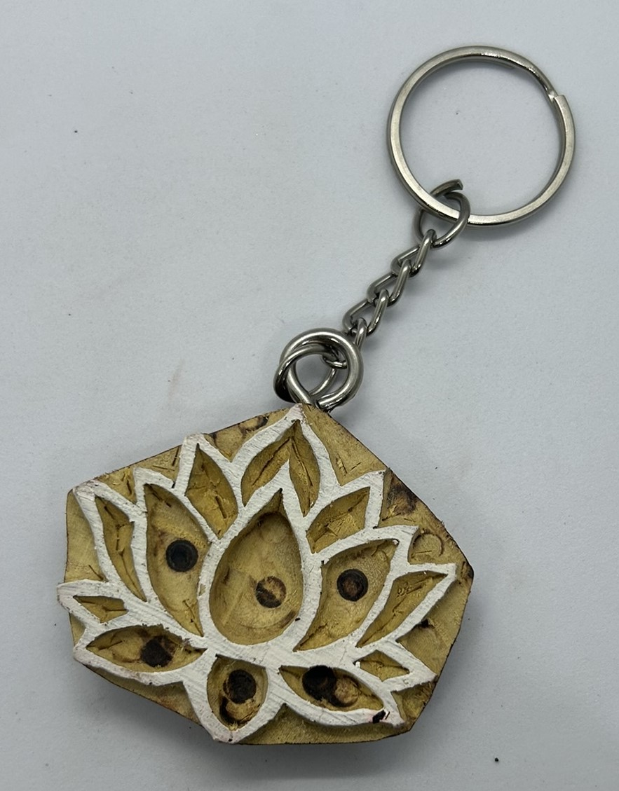 Lotus - Wooden Block Key Chain - Image 2