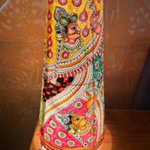 Multi Colour Devi Maa - Tholu Bommalata Leather Lampshade with Plug & Wire – 17-Inch