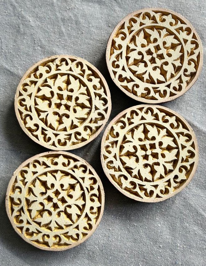 Round Mandala Wooden Block Coasters – Set of 4 - Image 3