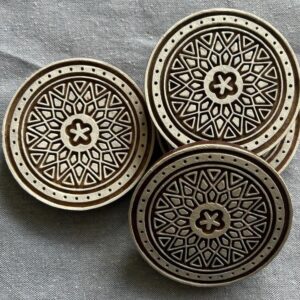 Round Mandala Wooden Block Coasters – Set of 4