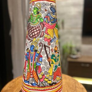 Multicolour Dasa Avtaar - Tholu Bommalata Leather Lampshade with Plug & Wire – 17-Inch