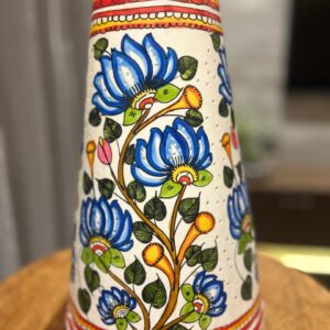 Lotus Blue - Tholu Bommalata Leather Lampshade with Plug & Wire – 13-Inch