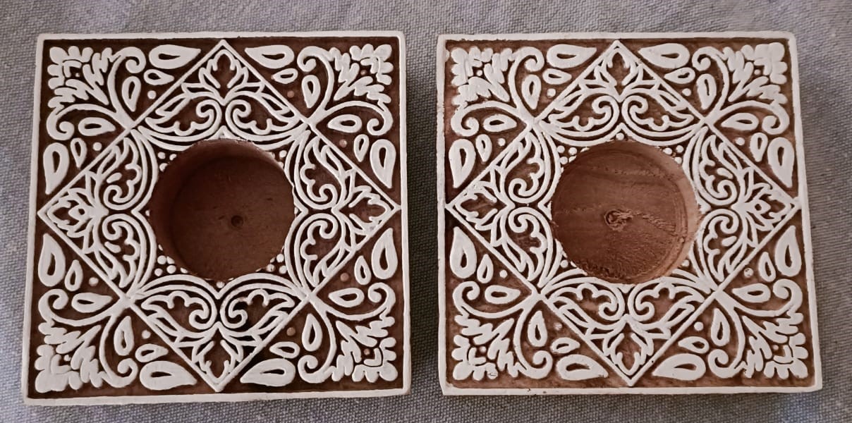 Square #2 - Wooden Block T-Light Candle Holders - Set of 2 - Image 5
