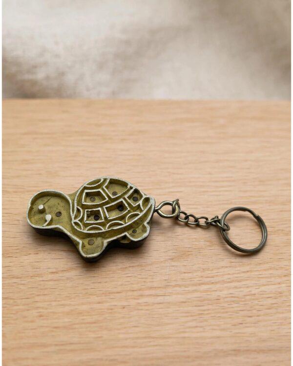 Tortoise - Wooden Block Key Chain