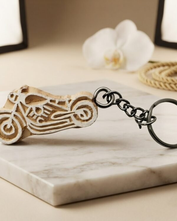 Motor Bike - Wooden Block Key Chain
