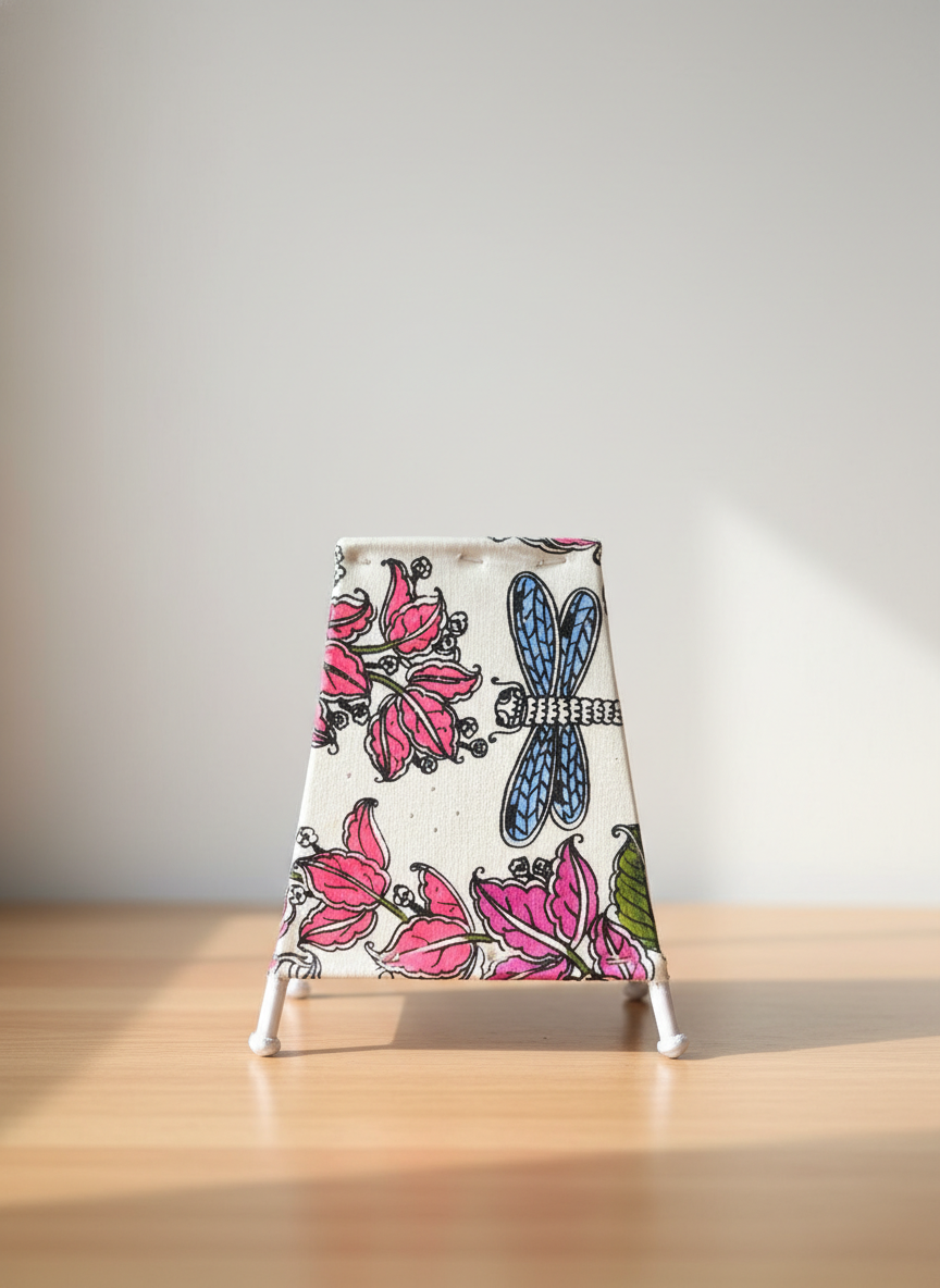 Bougainvilliea (Purple and Pink) - Tholu Bommalata Leather Lampshade with Plug & Wire – 6-Inch - Image 4