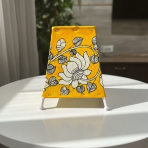 Lotus Yellow- Tholu Bommalata Leather Lampshade with Plug & Wire – 6-Inch