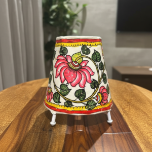 Pink Lotus - Tholu Bommalata Leather Lampshade with Plug & Wire – 6-Inch