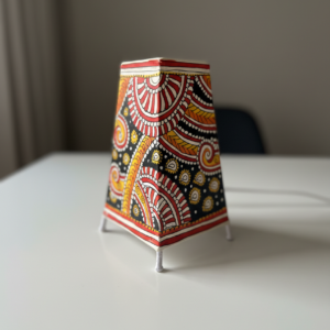 Abstract Design - Tholu Bommalata Leather Lampshade with Plug & Wire – 9-Inch