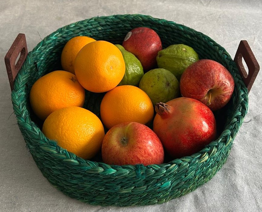 Green - Sabai Grass Round Basket Fruit Trays - set of 3 (12", 10", 8" Diameter) - Image 3