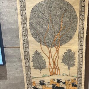 Tree of Life #Big CowPichwai2 - Pattachitra Art - Tussore Silk Painting - 44*24 inch - In Silk Cloth - Unframed