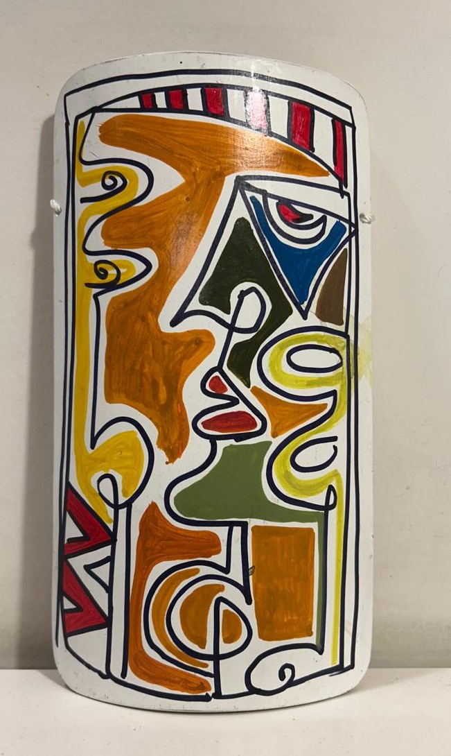 Abstract Painting #1 – Hand-Painted on Bamboo (7 Inches Height) - Image 3