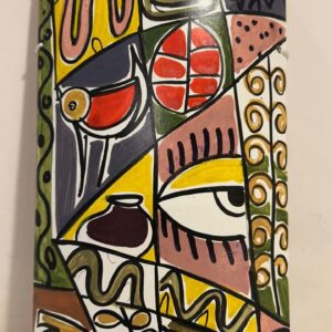 Abstract Painting #2 Hand-Painted on Bamboo (7 Inches Height)