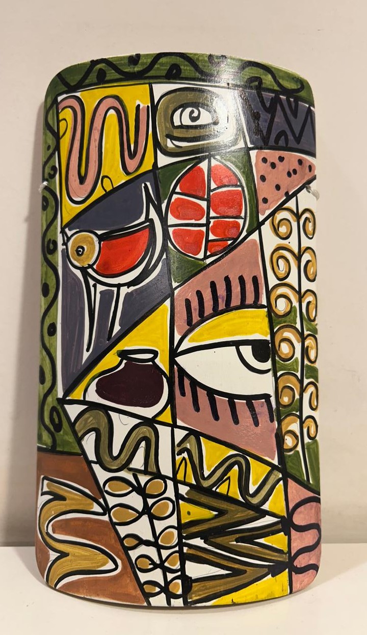 Abstract Painting #2 Hand-Painted on Bamboo (7 Inches Height)