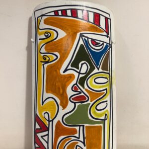 Abstract Painting #1 – Hand-Painted on Bamboo (7 Inches Height)
