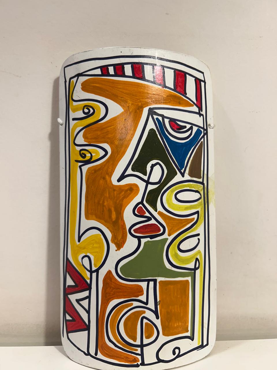 Abstract Painting #1 – Hand-Painted on Bamboo (7 Inches Height)