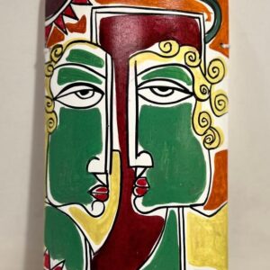 Abstract Painting #4 Hand-Painted on Bamboo (7 Inches Height)