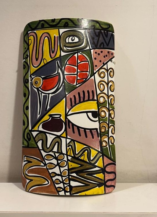 Abstract Painting #2 Hand-Painted on Bamboo (7 Inches Height) - Image 3
