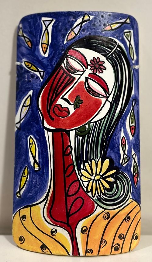 Abstract Painting #5 Hand-Painted on Bamboo (7 Inches Height) - Image 2